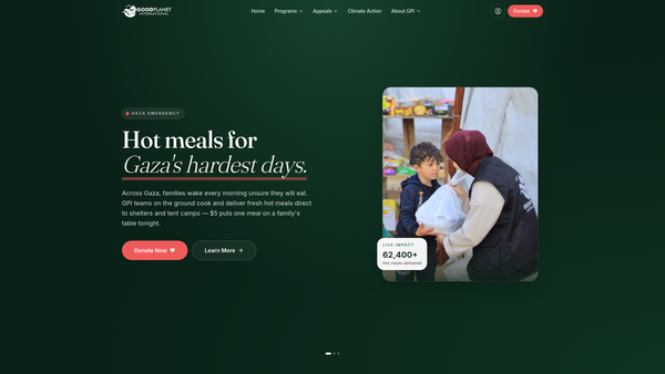Screenshot of the Good Planet International Foundation website