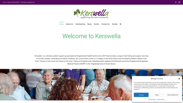 Screenshot of the Kerswella Care website