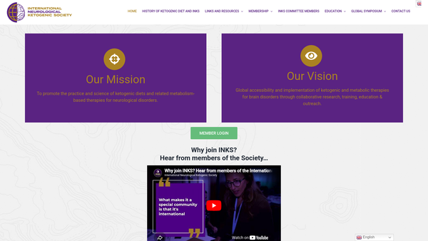 Screenshot of the International Neurological Ketogenic Society website