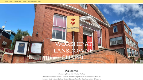 Screenshot of the Lansdowne Chapel Sheffield website