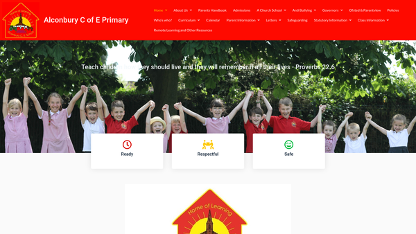 Screenshot of the Alconbury Cofe Primary School Governors Charity website
