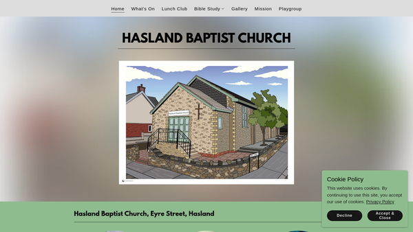 Screenshot of the Hasland Baptist Church website