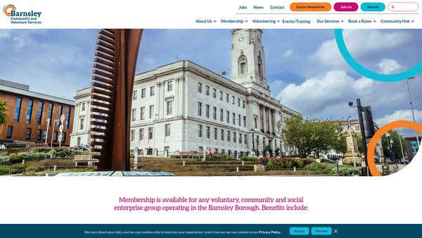 Screenshot of the Barnsley Community And Voluntary Services website