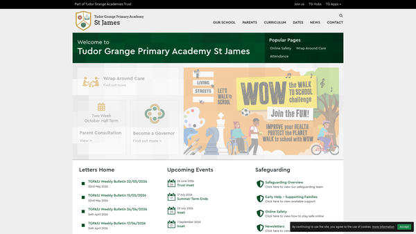 Screenshot of the St James C Of E School PTA website