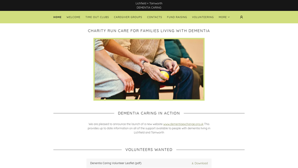 Screenshot of the Dementia Caring website