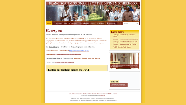 Screenshot of the Franciscan Centre Ladywell CIO website