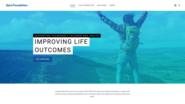 Screenshot of the The Spire Foundation website