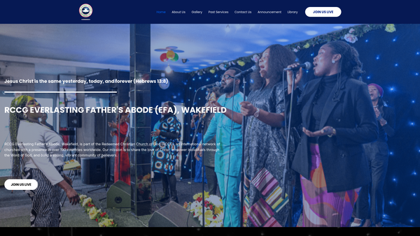 Screenshot of the The Redeemed Christian Church Of God Everlasting Father's Abode Wakefield website