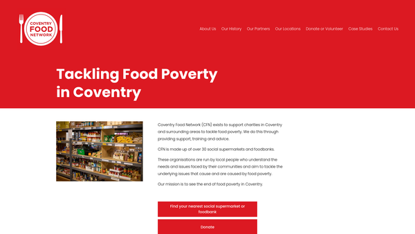 Screenshot of the Coventry Food Network website