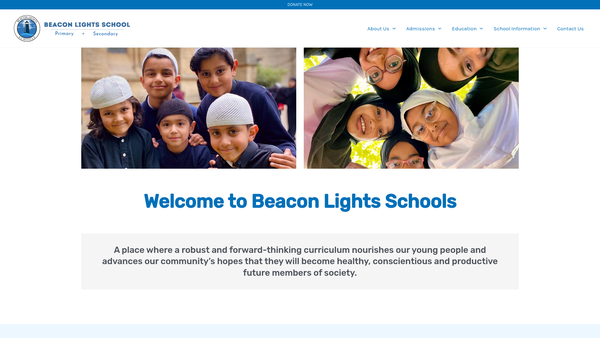 Screenshot of the Beacon Lights Educational Trust website