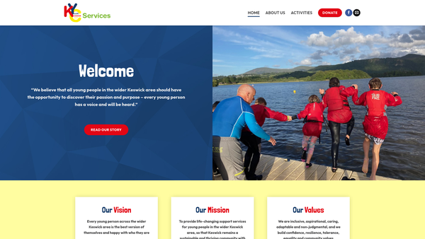 Screenshot of the Keswick Youth Centre Services CIO website