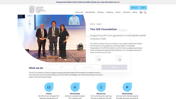 Screenshot of the The Ioe Foundation website