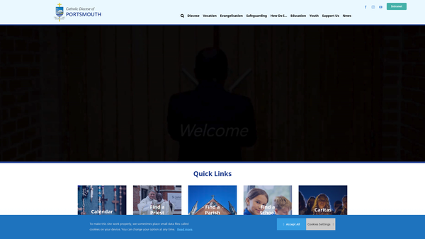 Screenshot of the Catholic Diocese Of Portsmouth website