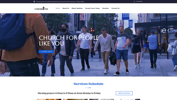 Screenshot of the Cornerstone Church Gate Hill website