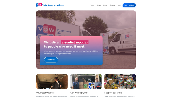 Screenshot of the Volunteers On Wheels website