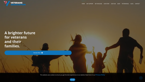 Screenshot of the Veterans Association website