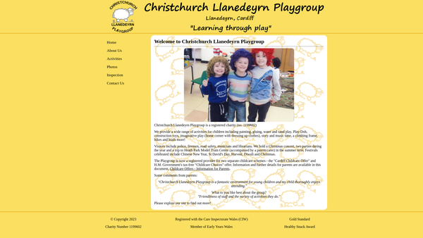 Screenshot of the Christchurch Llanedeyrn Playgroup website