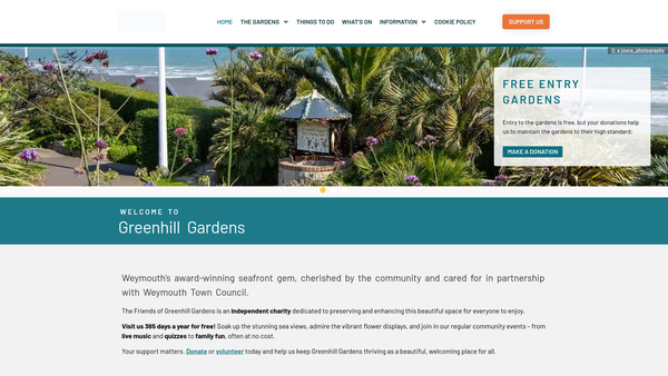 Screenshot of the Friends Of Greenhill Gardens website