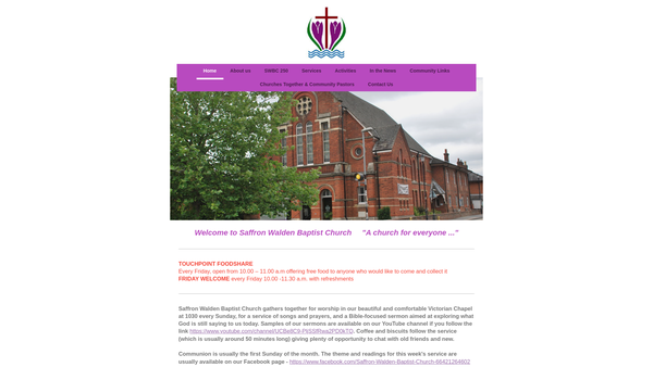 Screenshot of the Saffron Walden Baptist Church website