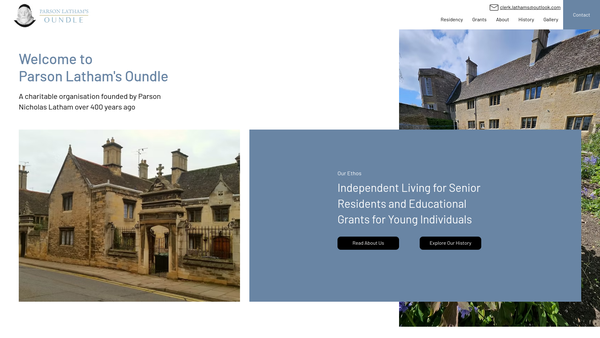 Screenshot of the Parson Latham's Hospital In Oundle website