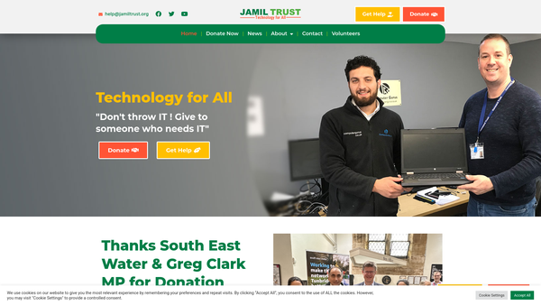 Screenshot of the Jamil Trust website