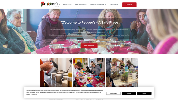 Screenshot of the Pepper's-A Safe Place website