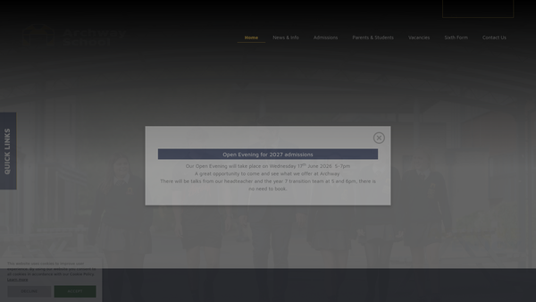 Screenshot of the Friends Of Archway School website
