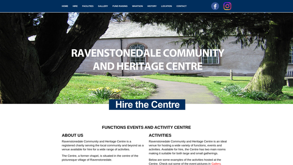 Screenshot of the Ravenstonedale Community & Heritage Centre website