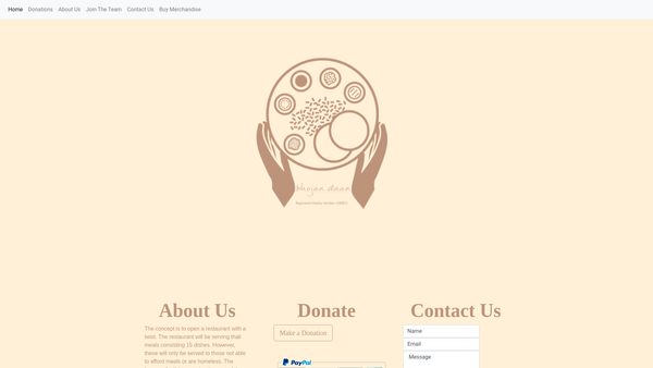 Screenshot of the Bhojan Daan website