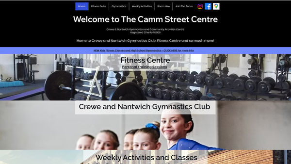 Screenshot of the Crewe And Nantwich Gymnastics And Community Activities Centre website