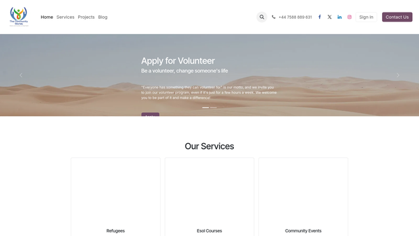 Screenshot of the The Community Worlds(uk) Ltd website