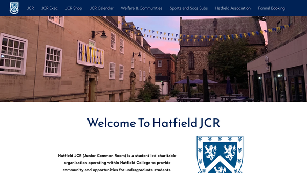 Screenshot of the Hatfield College Junior Common Room Charitable Incorporated Organisation website