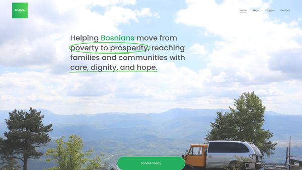 Screenshot of the Bosnia Trust website