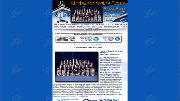 Screenshot of the Kirkbymoorside Town Brass Band website