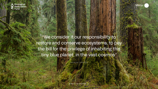 Screenshot of the Ecological Restoration Fund website