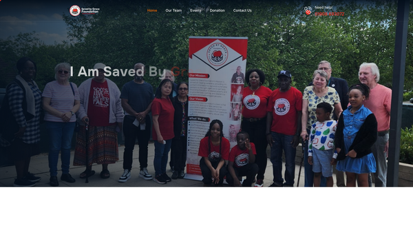 Screenshot of the Saved By Grace Foundation website
