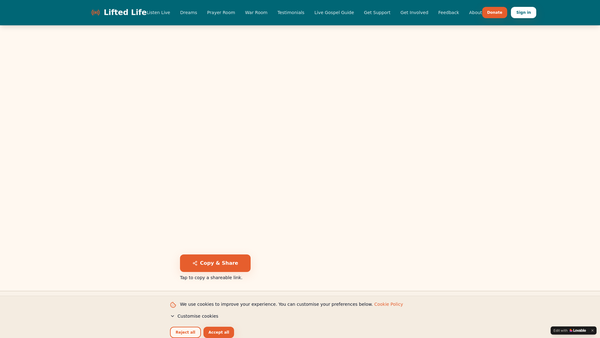 Screenshot of the Lifted Life Charity website