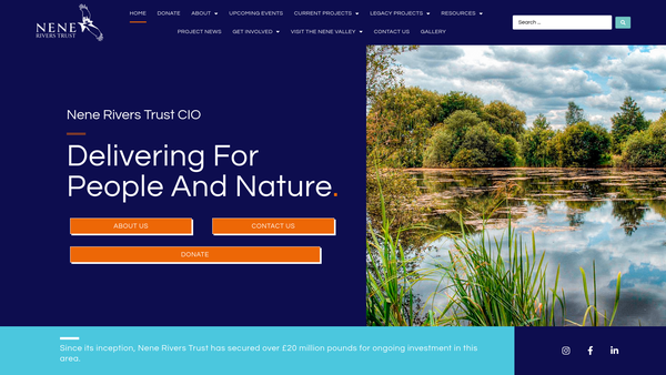 Screenshot of the Nene Rivers Trust CIO website