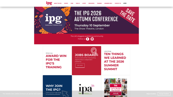 Screenshot of the Independent Publishers Guild website