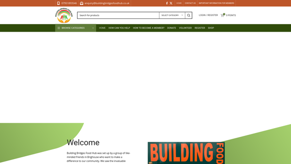 Screenshot of the Building Bridges Food Hub website