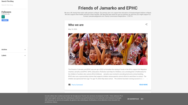 Screenshot of the Friends Of Jamarko And Ephc website