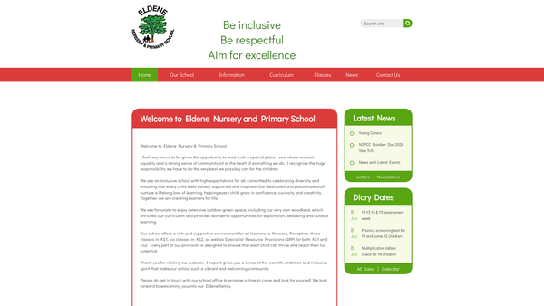 Screenshot of the Eldene Friends website