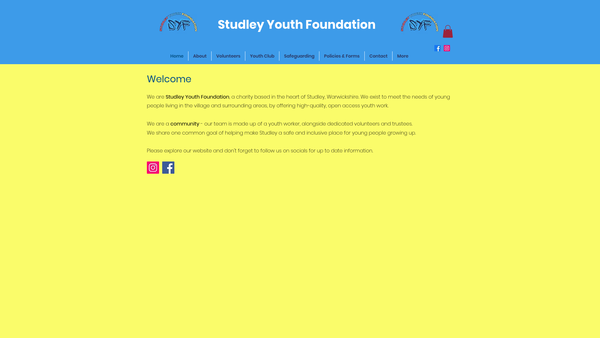 Screenshot of the Studley Youth Foundation website