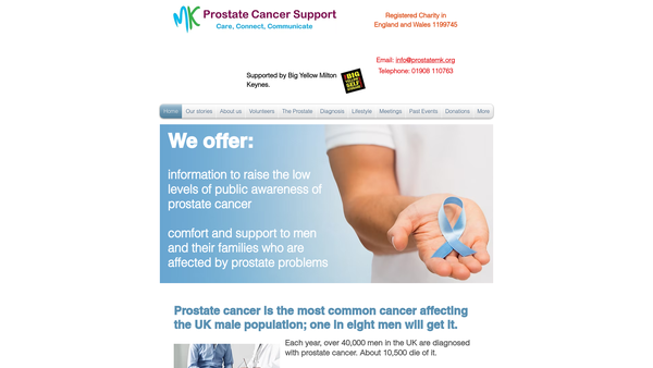 Screenshot of the Milton Keynes Prostate Cancer Support website