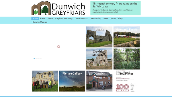 Screenshot of the Dunwich Greyfriars Trust website