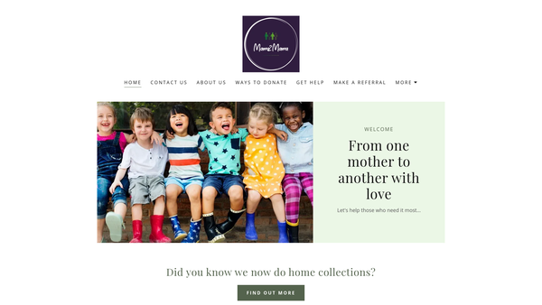 Screenshot of the Mama2mama Baby Essentials website