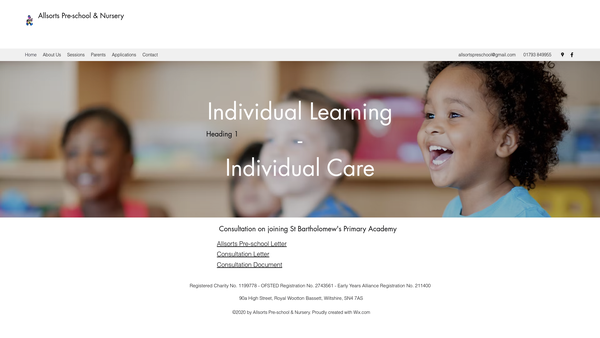 Screenshot of the Allsorts Pre-School And Nursery website