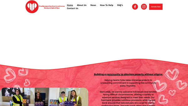 Screenshot of the Helping Hearts Fylde website