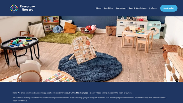 Screenshot of the Blackdown Pre-School website