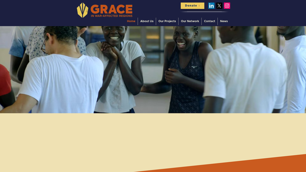 Screenshot of the Global Reconciliation, Advocacy And Community-Building Engagement (Grace) In War-Affected Regions website